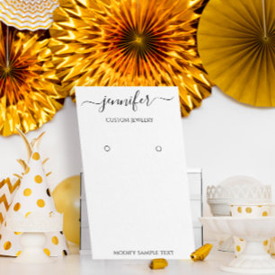 Cartão De Visita Logotipo Ficha de Joias Feitas à Mão Branco Mini