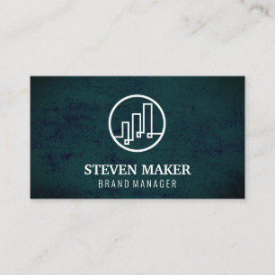 Cartão De Visita Logotipo financeiro Grunge Azul Verde