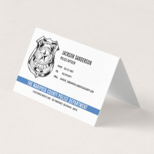 Cartão De Visita Logotipo fino da linha azul do Departamento de Pol