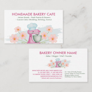 Cartão De Visita Logotipo Floral de Padaria com Aquarela Roxa