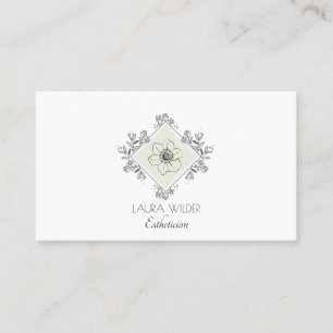 Cartão De Visita Logotipo Floral Estheticista