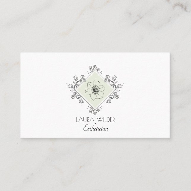 Cartão De Visita Logotipo Floral Estheticista (Frente)
