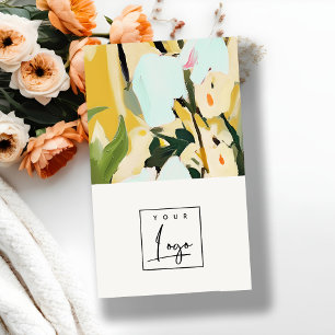 Cartão De Visita Logotipo Floral Pintado de Ochre Amarelo Colorido