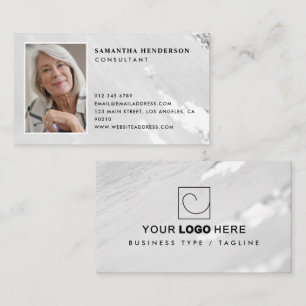 Cartão De Visita Logotipo & Foto Profissional em Faux Prata com Cla