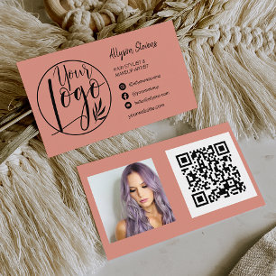 Cartão De Visita Logotipo fotográfico de maquiagem de cabelo simple