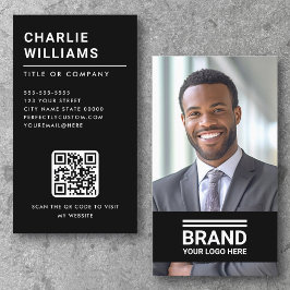 Cartão De Visita Logotipo fotográfico moderno mínimo de código QR p