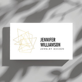 Cartão De Visita Logotipo geométrico abstrato White/Dourado