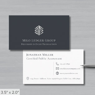 Cartão De Visita Logotipo Geométrico da Cinza Moderna Silver