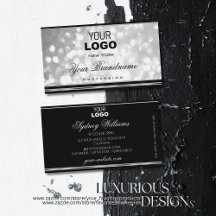 Logotipo Glitor Silver do Luxo Borda Prateada Pret