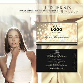 Cartão De Visita Logotipo Glitter Dourado de luxo Borda do Decodifi
