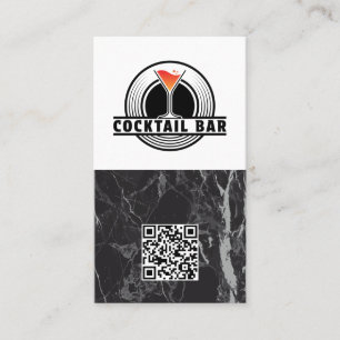 Cartão De Visita Logotipo Gráfico de Bar de Coquetel Código QR