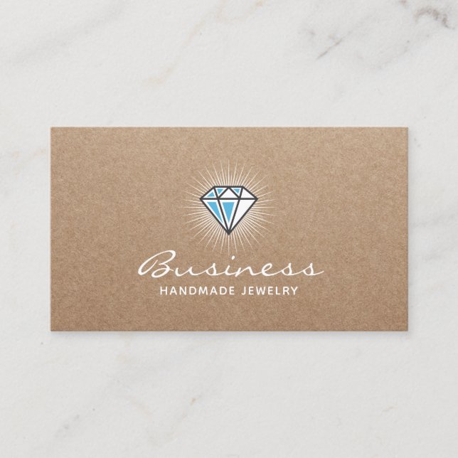 Cartão De Visita Logotipo Handmade Kraft elegante do diamante da (Frente)