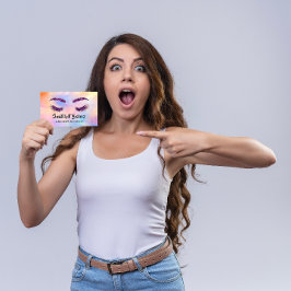 Cartão De Visita Logotipo Holográfico da Eyelash da Maquiagem de Mi