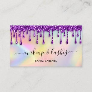 Cartão De Visita Logotipo holográfico QR Code Lash Makeup Studio