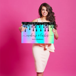 Cartão De Visita Logotipo holográfico QR Código Lash Cabelo de at