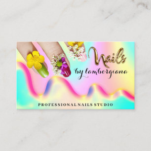 Cartão De Visita Logotipo Hológrafo do Unhas Studio Código QR Ser