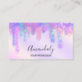 Cartão De Visita Logotipo Hológrafo Driblado Unhas Cosméticos Roxo