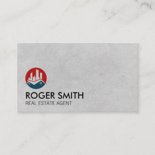 Cartão De Visita Logotipo Home da Imobiliário Vermelha Azul