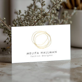 Cartão De Visita Logotipo II Dourado do Designer Mínimo e Moderno