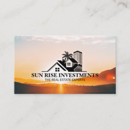 Cartão De Visita Logotipo Imobiliário Costeiro | Aumento do Sol