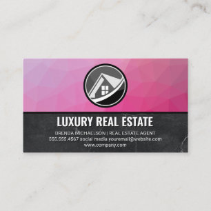 Cartão De Visita Logotipo Imobiliário   Magenta Geométrica   Marb