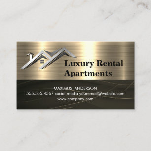 Cartão De Visita Logotipo Imobiliário Metálico Dourado