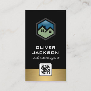 Cartão De Visita Logotipo Imobiliário Trim Dourado Código de