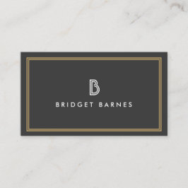 Cartão De Visita LOGOTIPO INICIAL ART DECO MONOGRAM em BRANCO e CIN