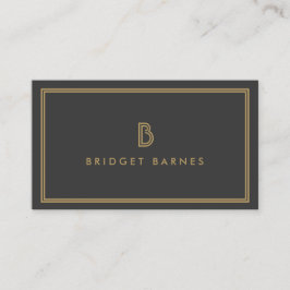 Cartão De Visita LOGOTIPO INICIAL ART DECO MONOGRAM em DOURADO e CI