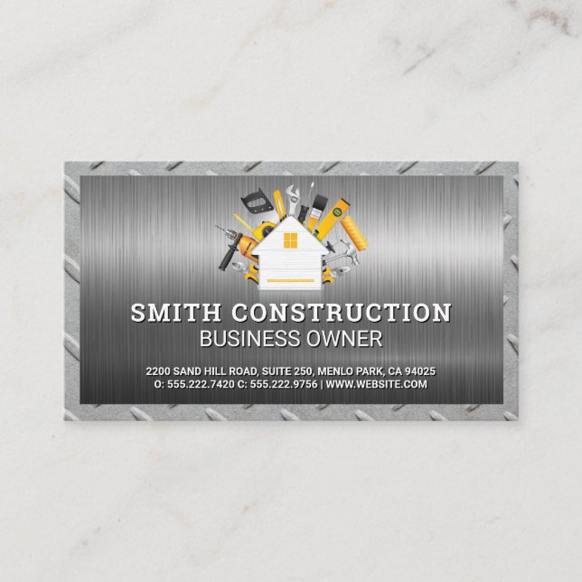 Cartão De Visita Logotipo inicial das ferramentas de construção | A (Frente)