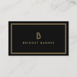 Cartão De Visita LOGOTIPO INICIAL DO ART DECO MONOGRAMA em DOURADO 