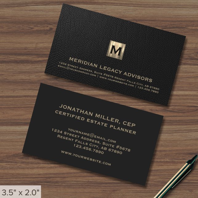 Cartão De Visita Logotipo inicial do Black Professional Luxury (Criador carregado)