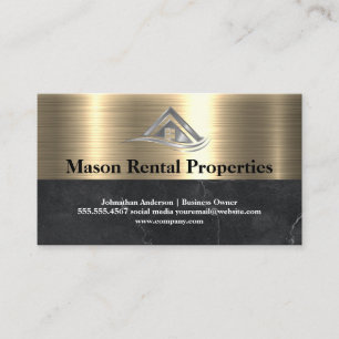 Cartão De Visita Logotipo inicial do Real Estate Metal Mármore