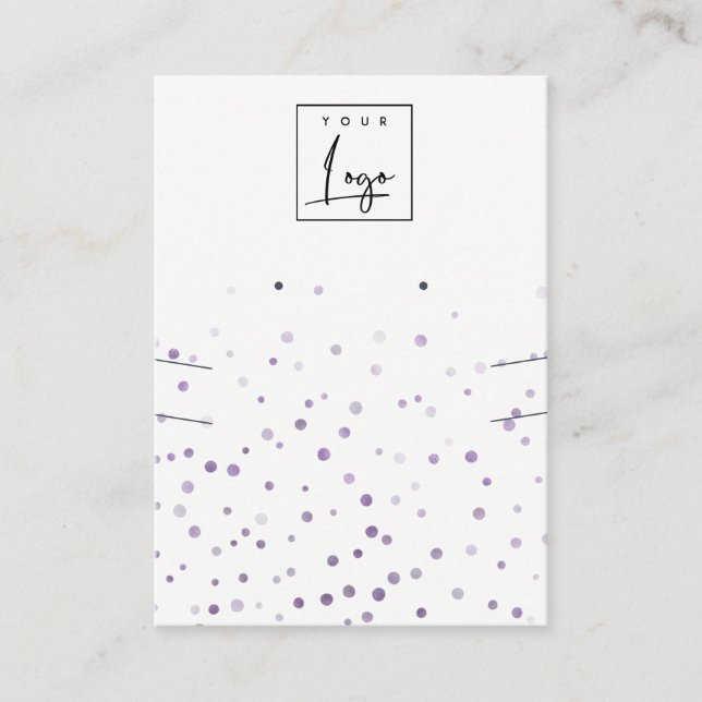 Cartão De Visita Logotipo Lilac Waterolor Confetti Earrando Colar (Frente)