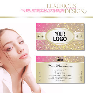 Cartão De Visita Logotipo Luxurioso de Ouros Brilhantes Dourados, c