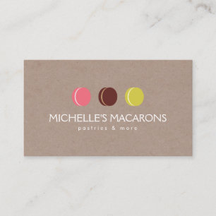 Cartão De Visita LOGOTIPO MACARON COOKIE TRIO no KRAFT PAPEL for Ba