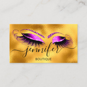 Cartão De Visita Logotipo Makeup Boutique Lash Studio Dourado Rosa