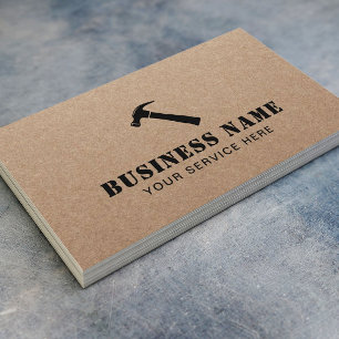 Cartão De Visita Logotipo martelo carpinteiro Handyman Rustic Kraft