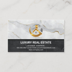 Cartão De Visita Logotipo Metálico Imobiliário Marble