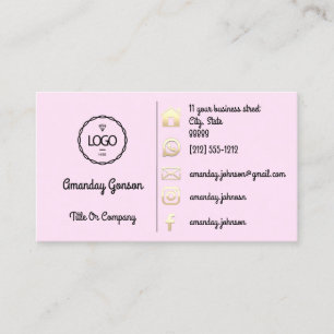 Cartão De Visita Logotipo Mídia social Dourada Código QR rosa perso