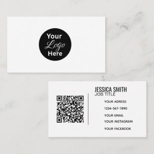 Cartão De Visita Logotipo Minimalista da Empresa Código QR Negócios