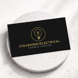 Cartão De Visita Logotipo Minimalista da Empresa de Eletricista Pre