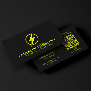 Cartão De Visita Logotipo Minimalista de Eletricista Amarelo Lima P