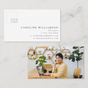 Cartão De Visita Logotipo Minimalista Moderno de Terapeuta Preto Br