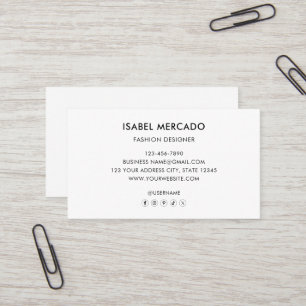 Cartão De Visita Logotipo Minimalista Moderno Preto e Branco Elegan