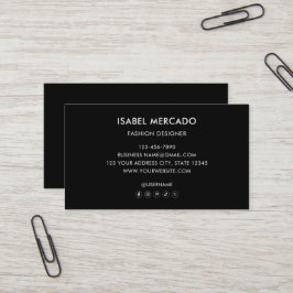 Cartão De Visita Logotipo Minimalista Moderno Preto e Branco Elegan