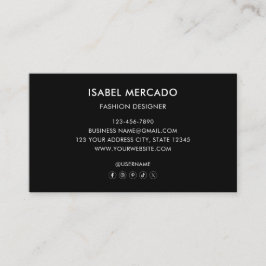 Cartão De Visita Logotipo Minimalista Moderno Preto e Branco Elegan