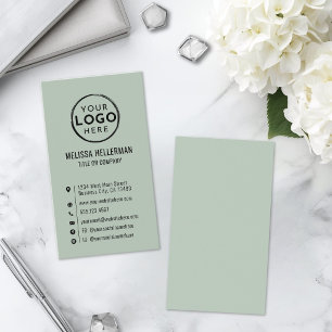 Cartão De Visita Logotipo Minimalista Moderno Vertical Verde Salvia