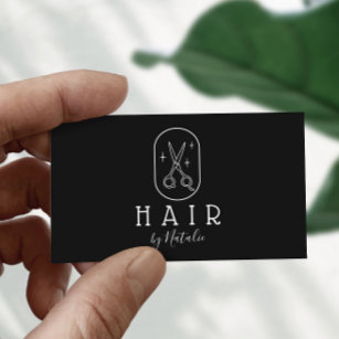 Cartão De Visita Logotipo Mínimo de Tesoura Hair Stylist Em Preto