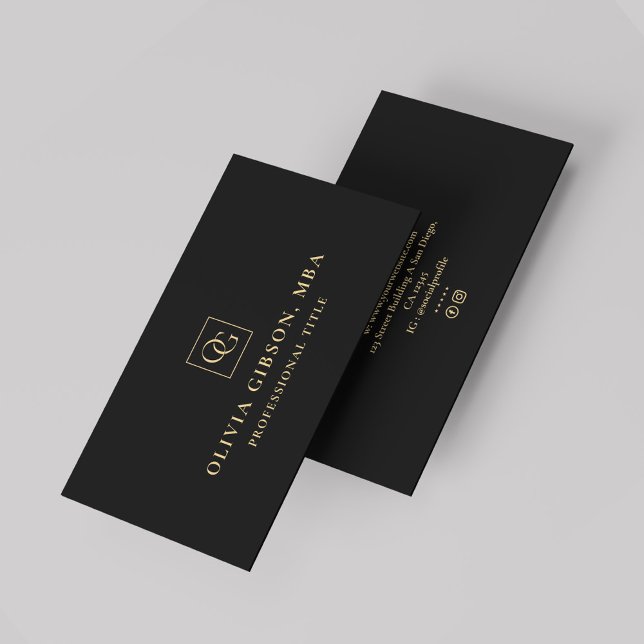 Cartão De Visita Logotipo Mínimo Elegante Monograma OG Professional (Elegant Minimal Monogram Logo OG Professional Business Card
)